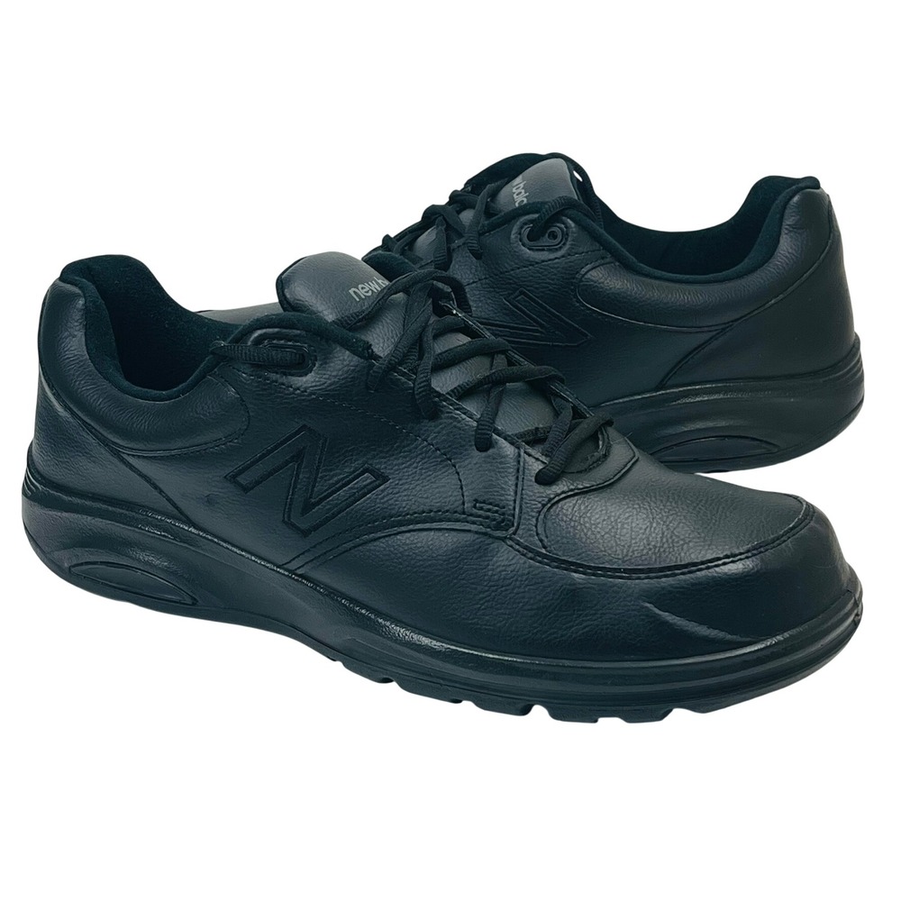 New Balance 674 Walking Shoes Mens 14 2E Black Leather MW674BK Comfort Sneakers